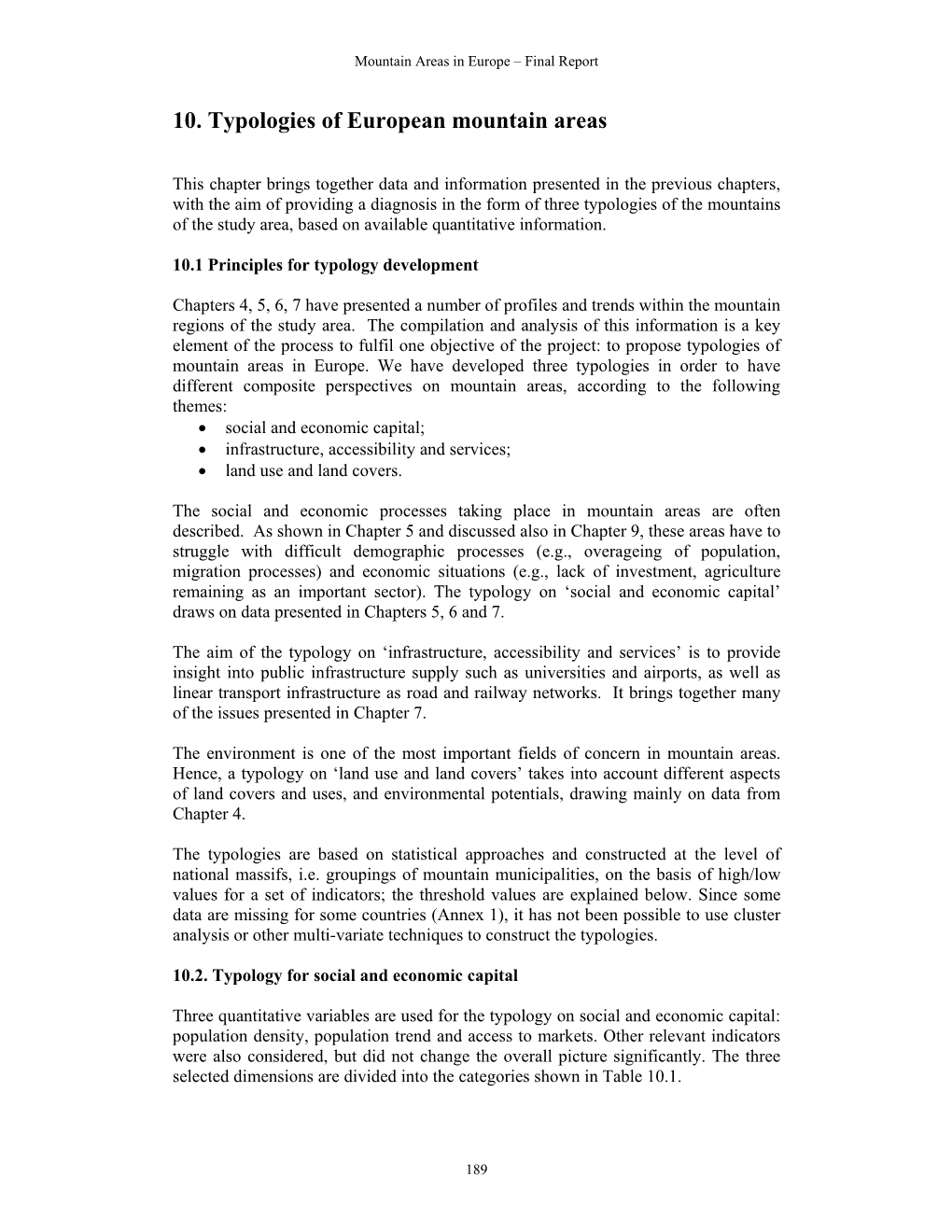 10. Typologies of European Mountain Areas
