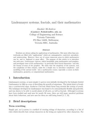 Lindenmayer Systems, Fractals, and Their Mathematics