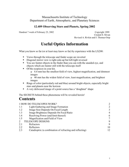 Useful Optics Information Contents