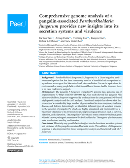 Comprehensive Genome Analysis of a Pangolin-Associated Paraburkholderia Fungorum Provides New Insights Into Its Secretion Systems and Virulence