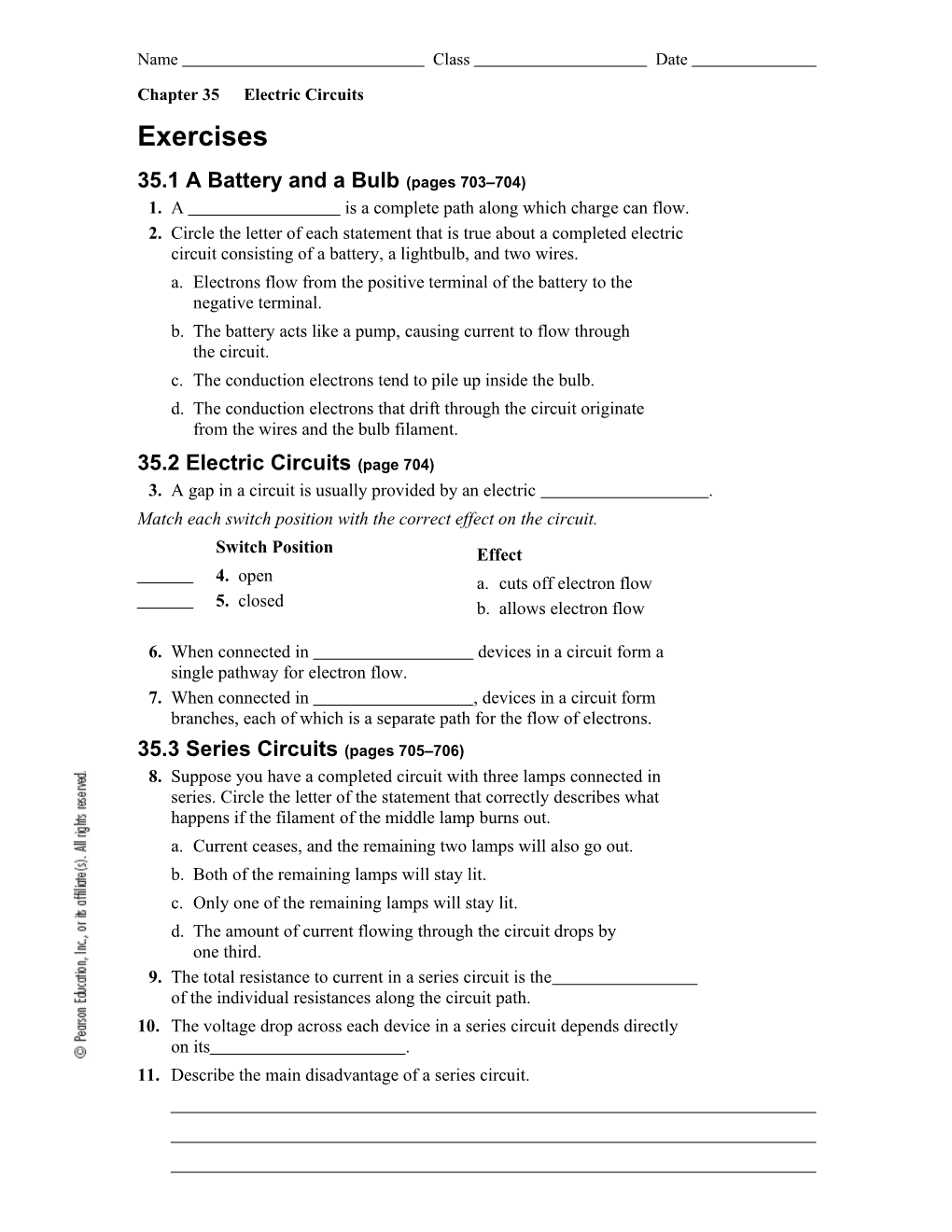 35.1 a Battery and a Bulb (Pages 703 704)