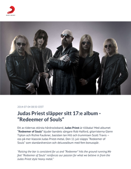 Judas Priest Släpper Sitt 17:E Album - “Redeemer of Souls”