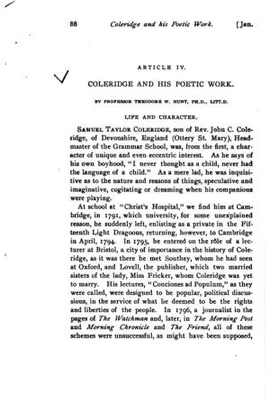 Coleridge and His Poetic Work