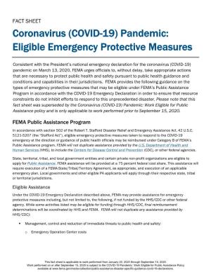 Eligible Emergency Protective Measures Fact Sheet for COVID-19