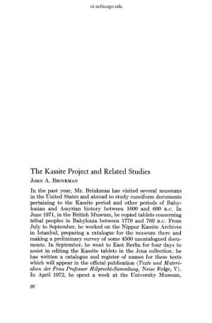 Kassite Project. John A. Brinkman