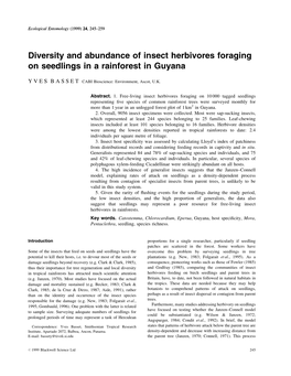 Diversity and Abundance of Insect Herbivores Foraging on Seedlings in a Rainforest in Guyana