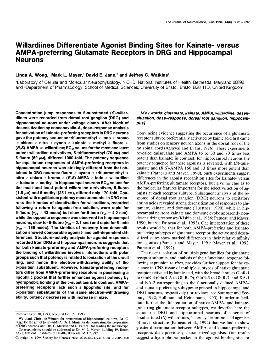 Versus AMPA-Preferring Glutamate Receptors in DRG and Hippocampal Neurons