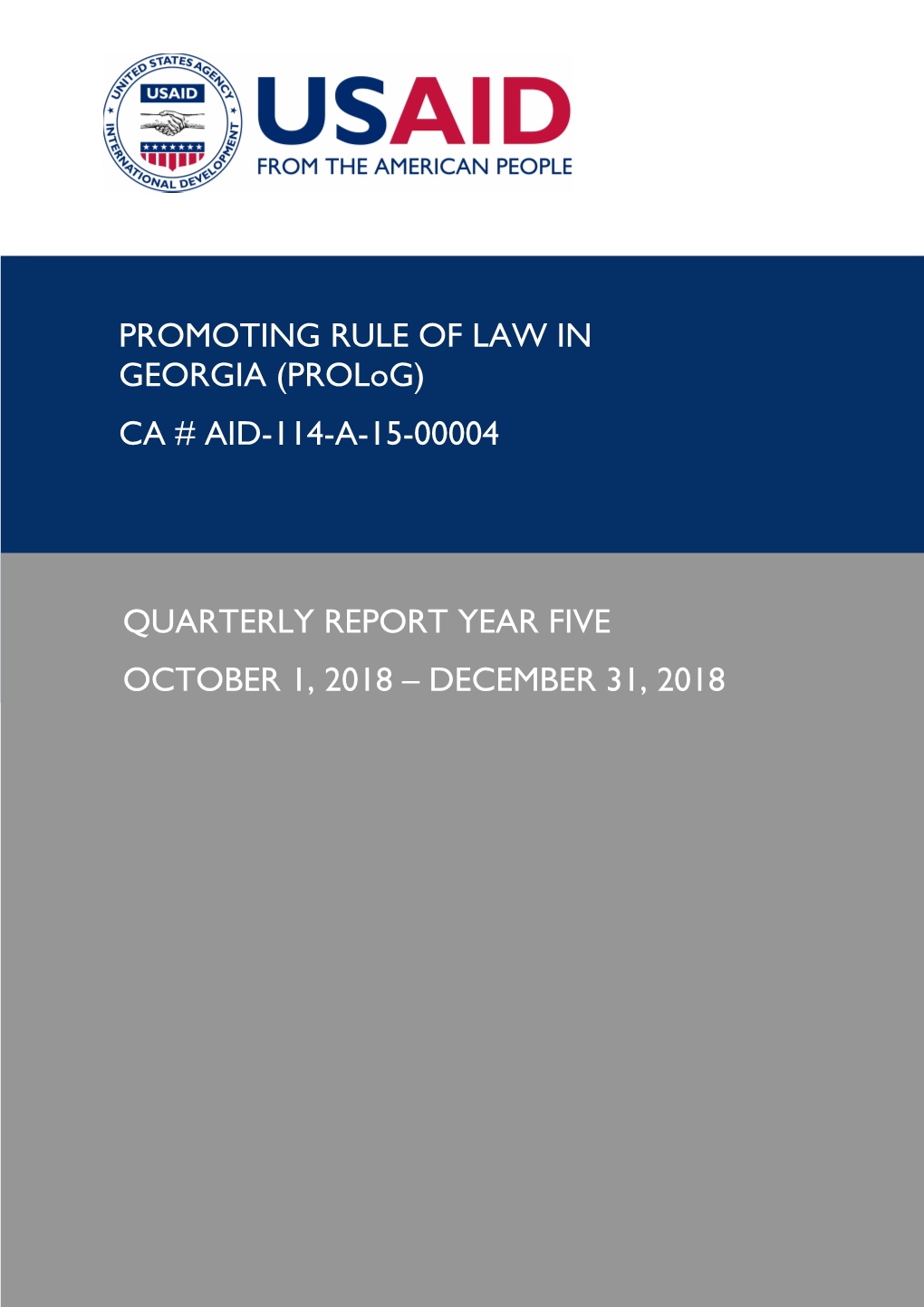 December 31, 2018 Promoting Rule of Law in Georgia