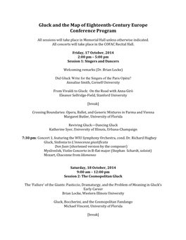 Gluck and the Map of Eighteenth-‐Century Europe Conference