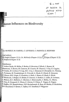 Human Influences on Biodiversity 789