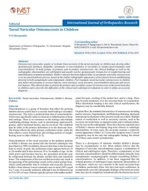 Tarsal Navicular Osteonecrosis in Children