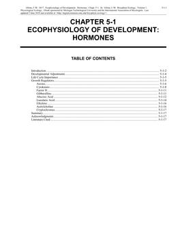 Ecophysiology of Development: Hormones
