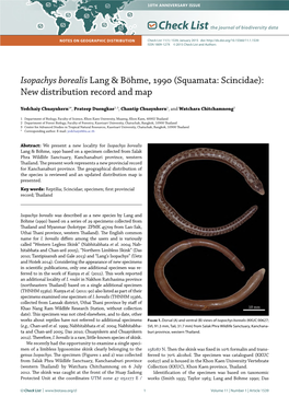 Isopachys Borealis Lang & Böhme, 1990 (Squamata: Scincidae): New Distribution Record and Map