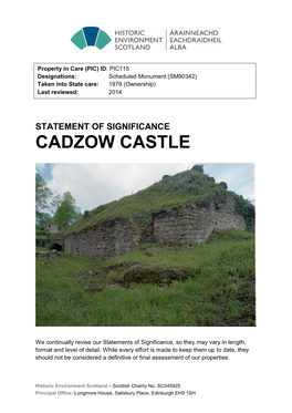 Cadzow Castle Statement of Significance