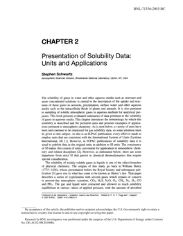 CHAPTER 2 Presentation of Solubility Data: Units and Applications