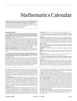 Mathematics Calendar