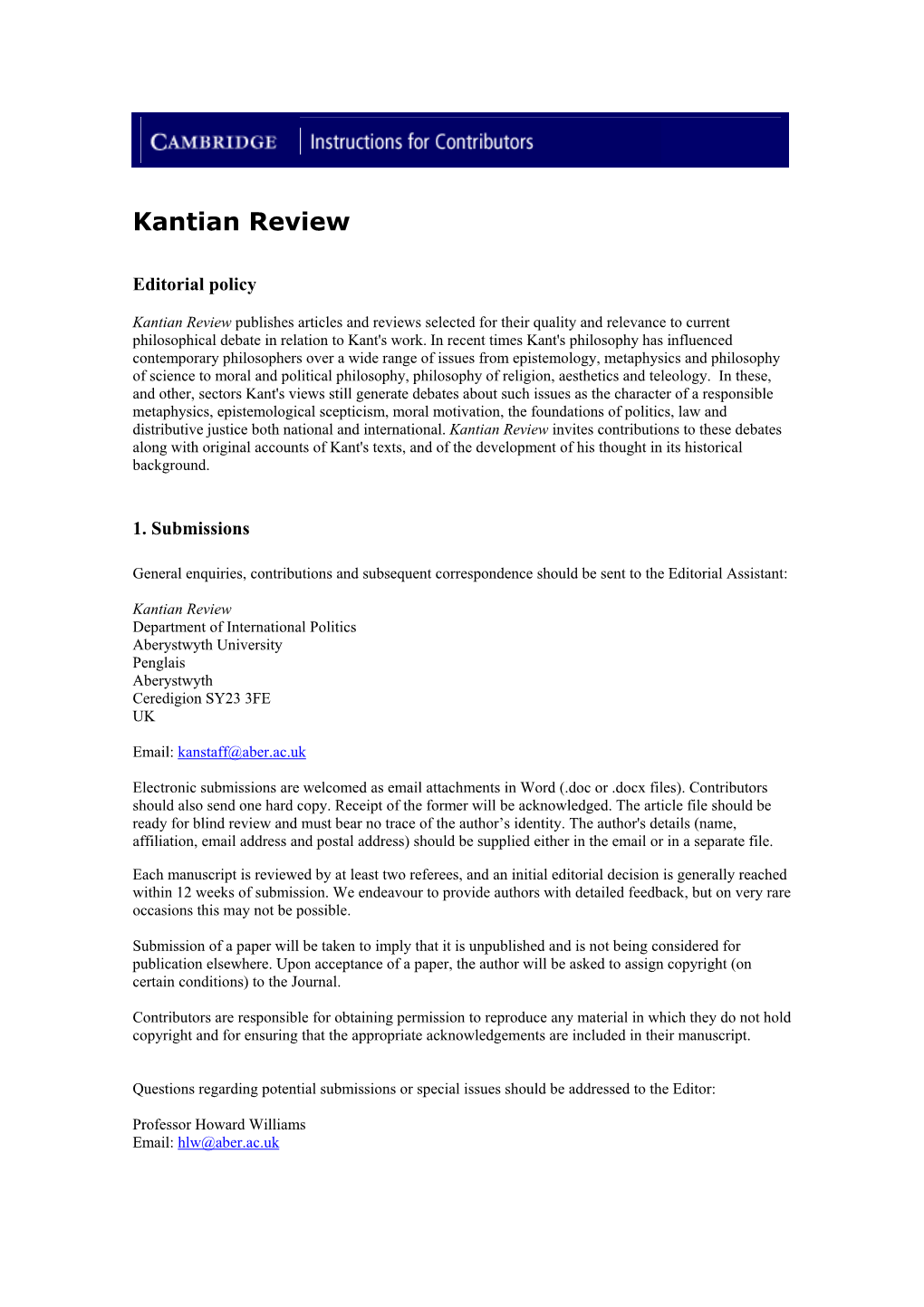 Kantian Review