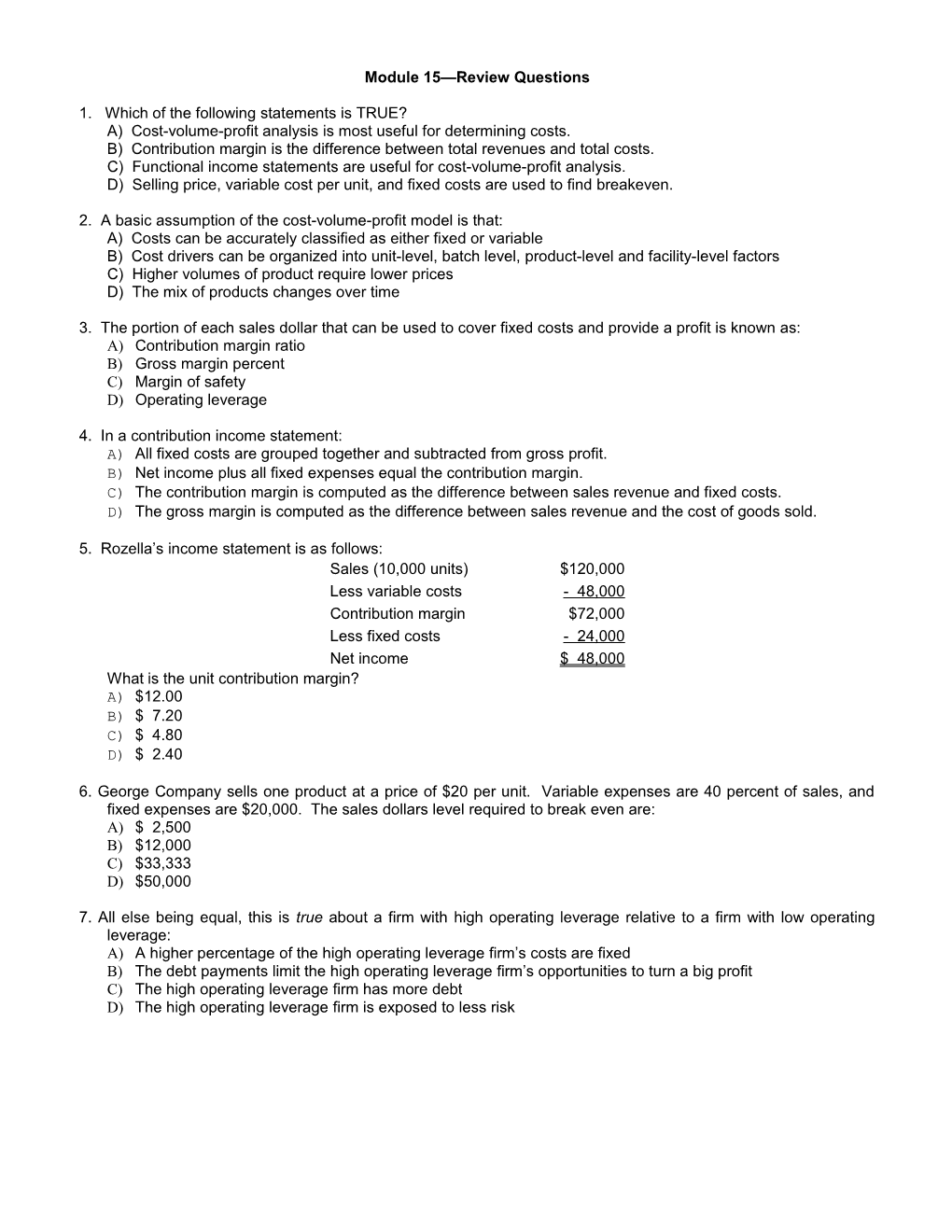 Module 15 Review Questions