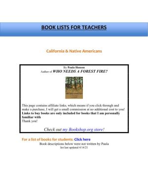 Book Lists for Teachers