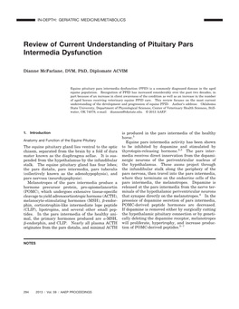Review of Current Understanding of Pituitary Pars Intermedia Dysfunction