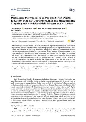 Parameters Derived from And/Or Used with Digital Elevation Models (Dems) for Landslide Susceptibility Mapping and Landslide Risk Assessment: a Review