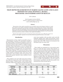 Thaw Depth Measurements in Marine Saline Sandy and Clayey Deposits of Yamal Peninsula, Russia: Procedure and Interpretation of Results