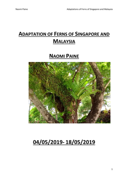 Adaptation of Ferns of Singapore and Malaysia