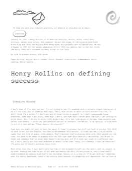 Henry Rollins on Defining Success