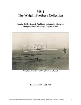 MS-1: Wright Brothers Collection, Special Collections & Archives, Wright State University Libraries 1