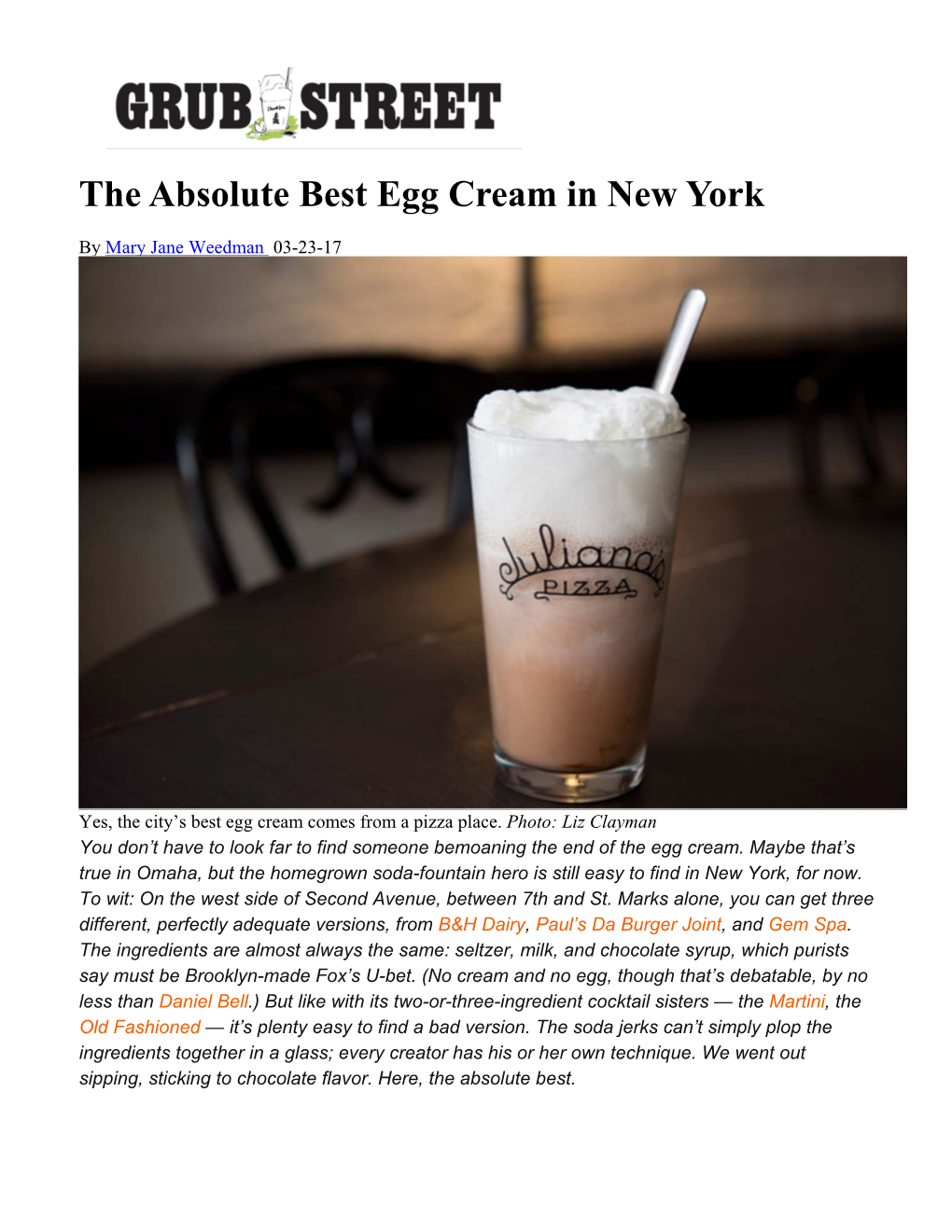 The Absolute Best Egg Cream in New York