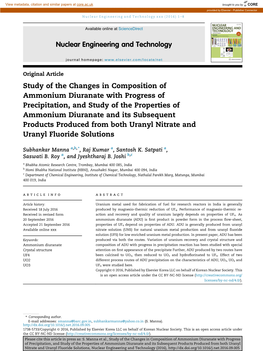 Study of the Changes in Composition of Ammonium Diuranate With