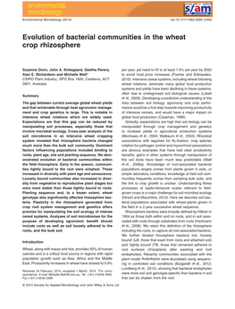 Evolution of Bacterial Communities in the Wheat Crop Rhizosphere