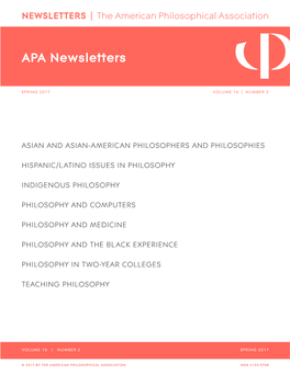 APA Newsletters, Spring 2017