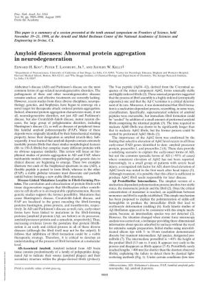 Amyloid Diseases: Abnormal Protein Aggregation in Neurodegeneration
