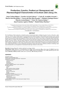 Production, Genetics, Postharvest Management and Pharmacological Characteristics of Sechium Edule (Jacq.) Sw