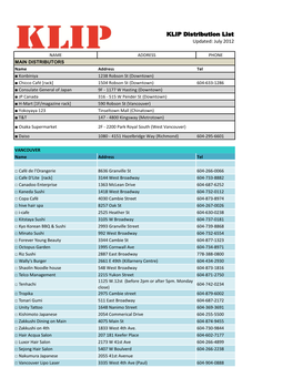 KLIP Distribution List Updated: July 2012