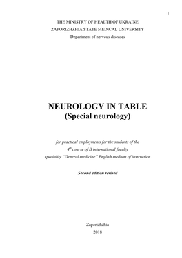 NEUROLOGY in TABLE (Special Neurology)