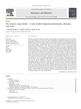 The Reactive Scope Model — a New Model Integrating Homeostasis, Allostasis, and Stress