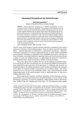 Theoretical Perspectives on Central Europe*