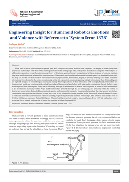 Engineering Insight for Humanoid Robotics Emotions and Violence with Reference to “System Error 1378”