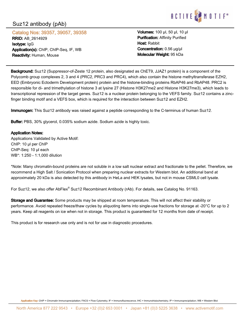 Active Motif Technical Data Sheet (TDS) DocsLib