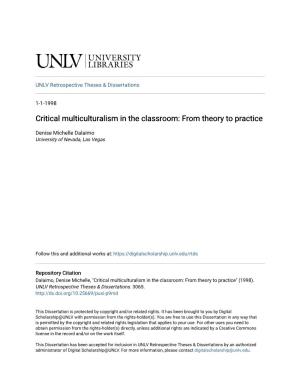 Critical Multiculturalism in the Classroom: from Theory to Practice