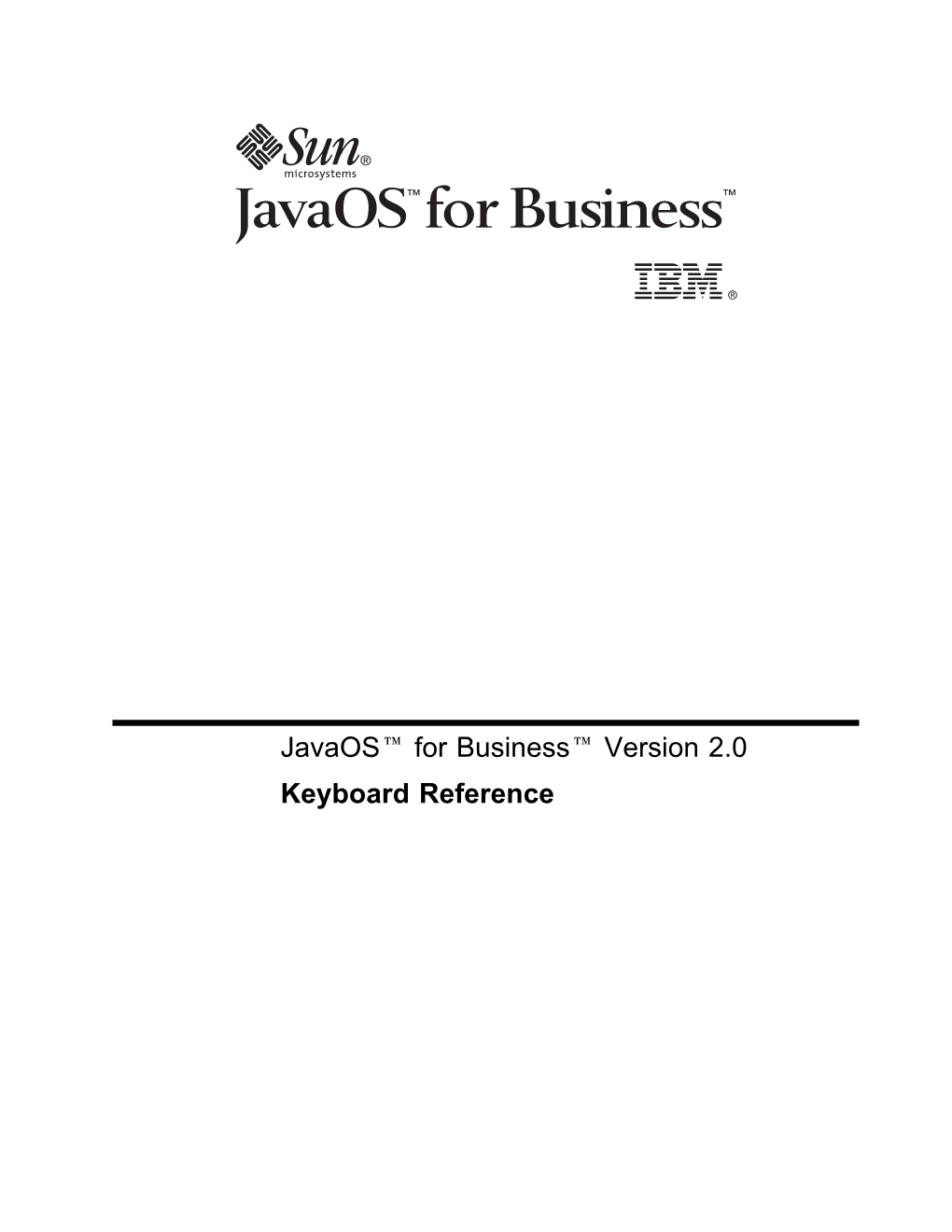 Javaos™ for Business™ Version 2.0 Keyboard Reference