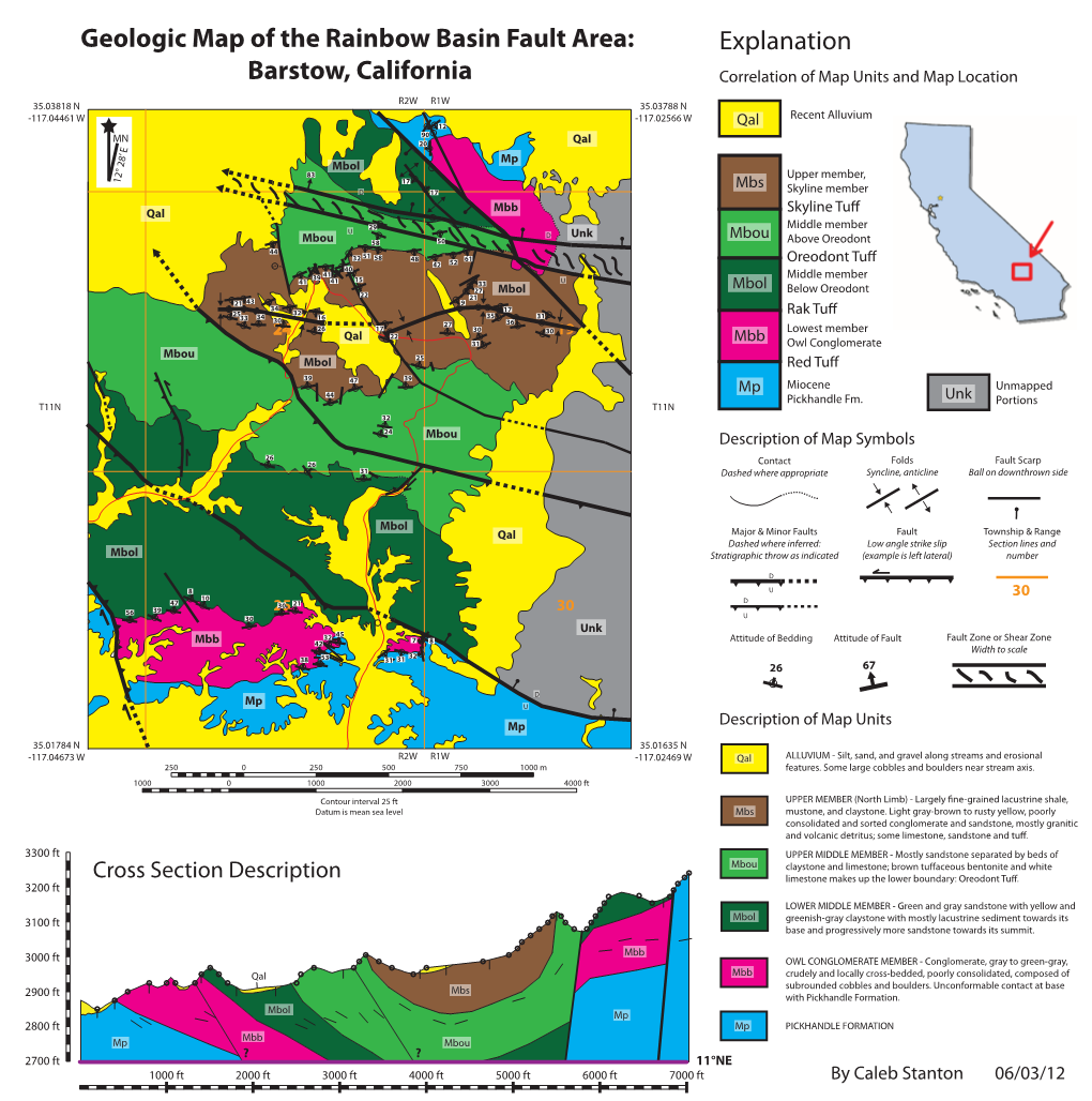 Geologic Map of the Rainbow Basin Fault Area: Explanation Barstow, California Correlation of Map Units and Map Location