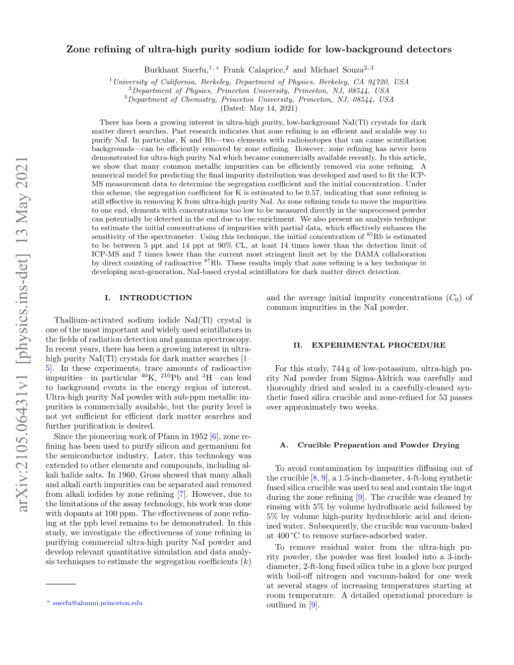 Arxiv:2105.06431V1 [Physics.Ins-Det] 13 May 2021 with Dopants at 100 Ppm