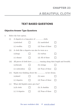 Worksheet Click  Page 202 23 a Beautiful Cloth Chapter 23 LANGUAGE BASED QUESTIONS