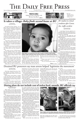 It Takes a Village: Baby Finds Second Home at BU BU Student in Critical by Steph Solis Daily Free Press Staff Condition After Comm