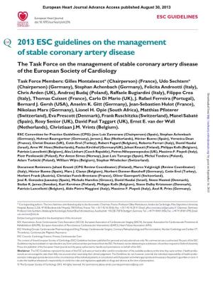 2013 ESC Guidelines on the Management of Stable Coronary
