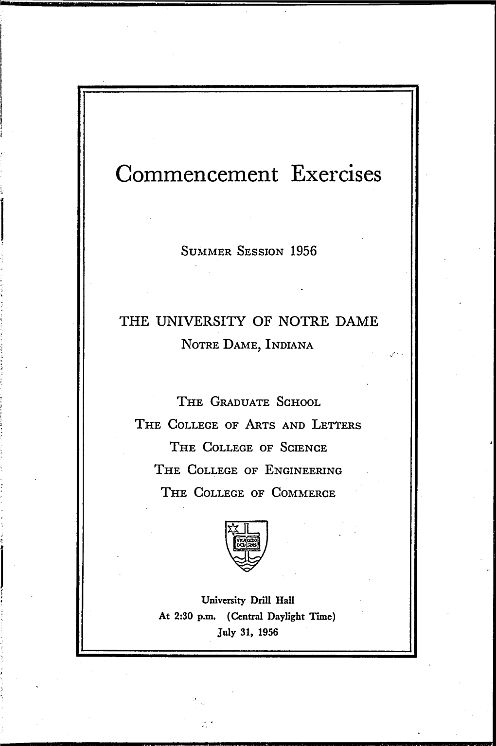 1956-07-31 University of Notre Dame Commencement Program