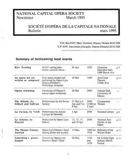 NATIONAL CAPITAL OPERA SOCIETY Newsletter March 1995